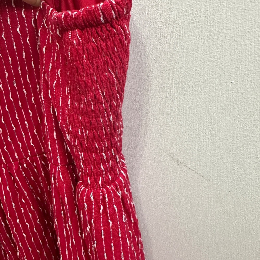 Pomander Place Tuckernuck Geneva Textured Smocked Maxi Dress Red S Boho Coastal - Picture 9 of 10